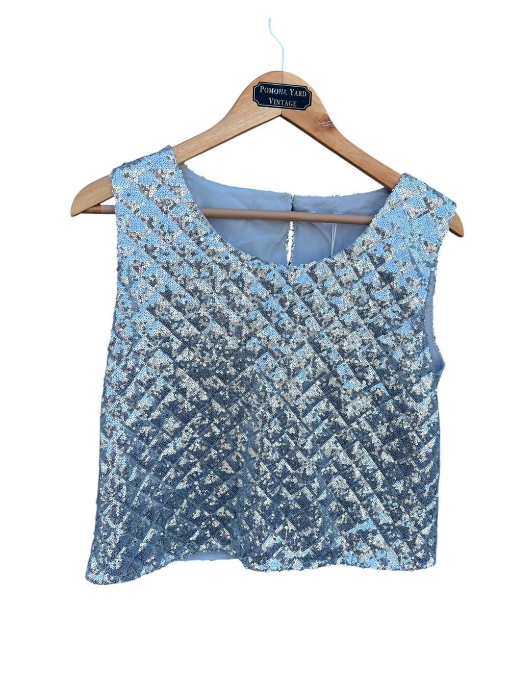 Kestan Women's Sleeveless Crop Top Sequin Silver Size Medium NEW
